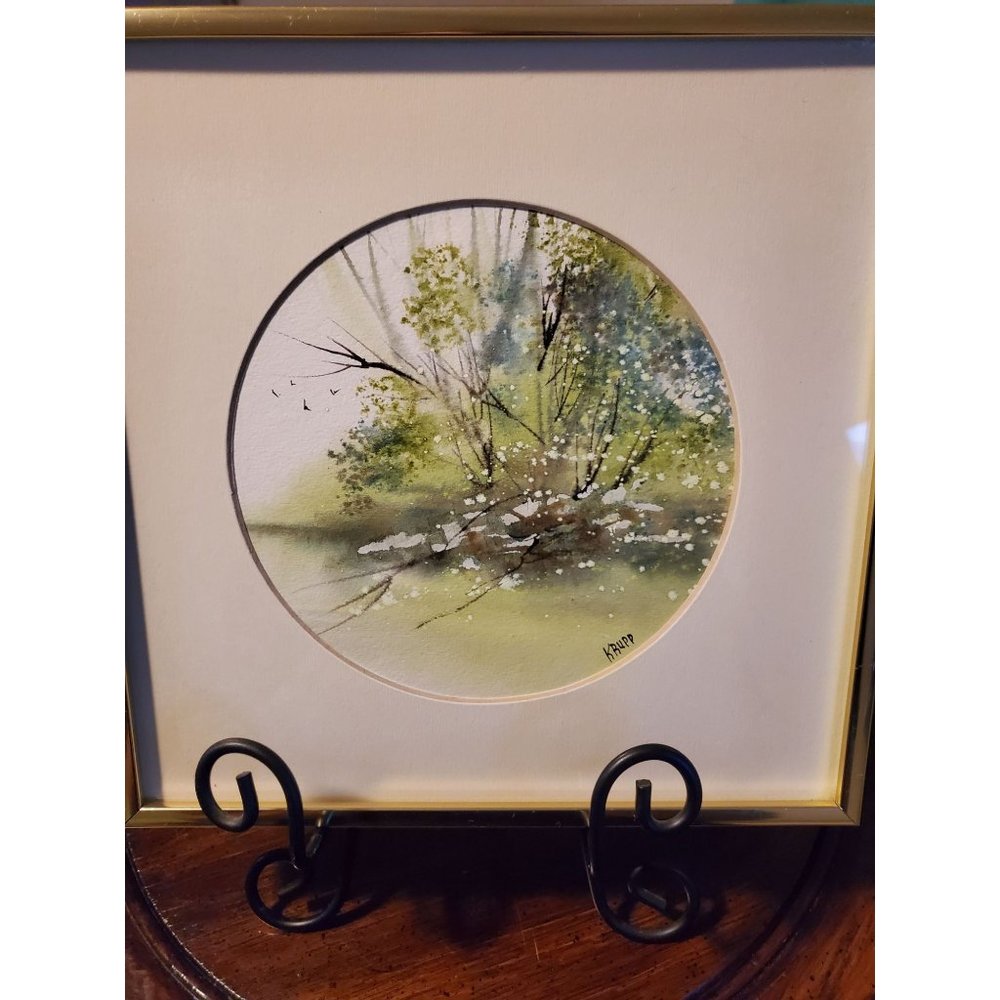 Barbara Krupp Signed Original Art Painting Of Tree Line